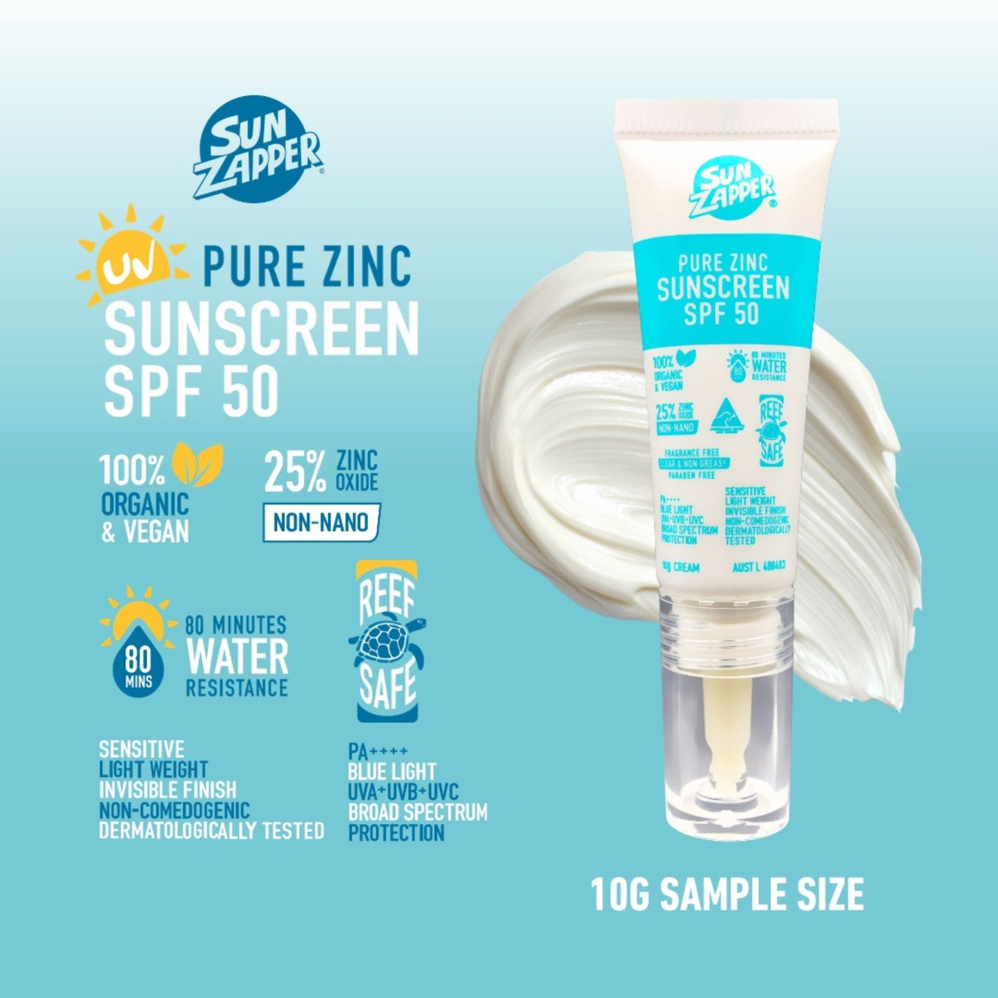 Pure Zinc Mineral Sunscreen Sample — 10g Trial (SPF 50, Non-Nano Zinc Oxide)