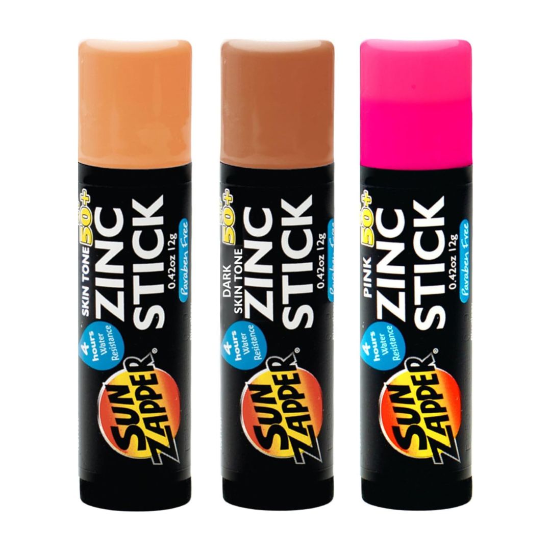 Three zinc sticks with different skin tones on a white background