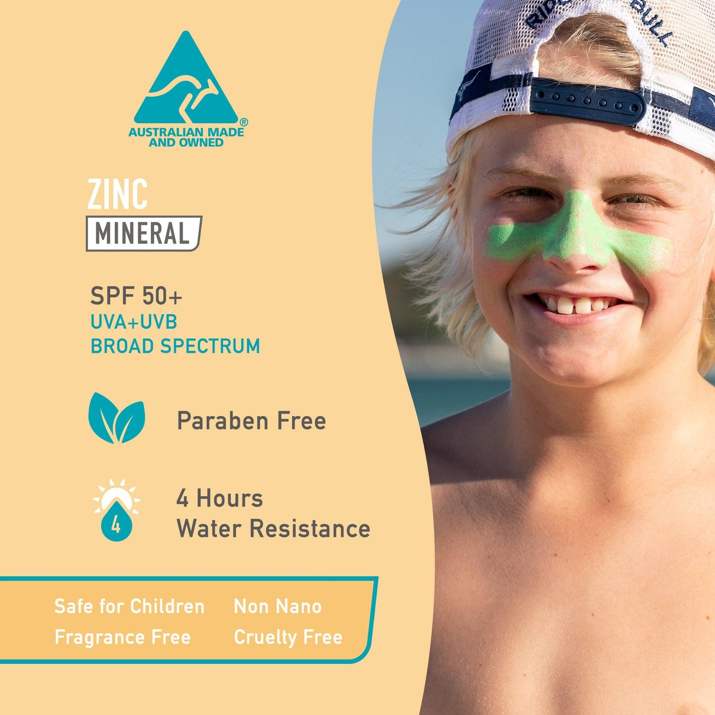 Sun Zapper Zinc Stick Triple Pack Skin, Green & Yellow SPF 50+ Zinc Oxide Coloured Sunscreen Stick, Sunblock Made in Australia - Sun Zapper UK