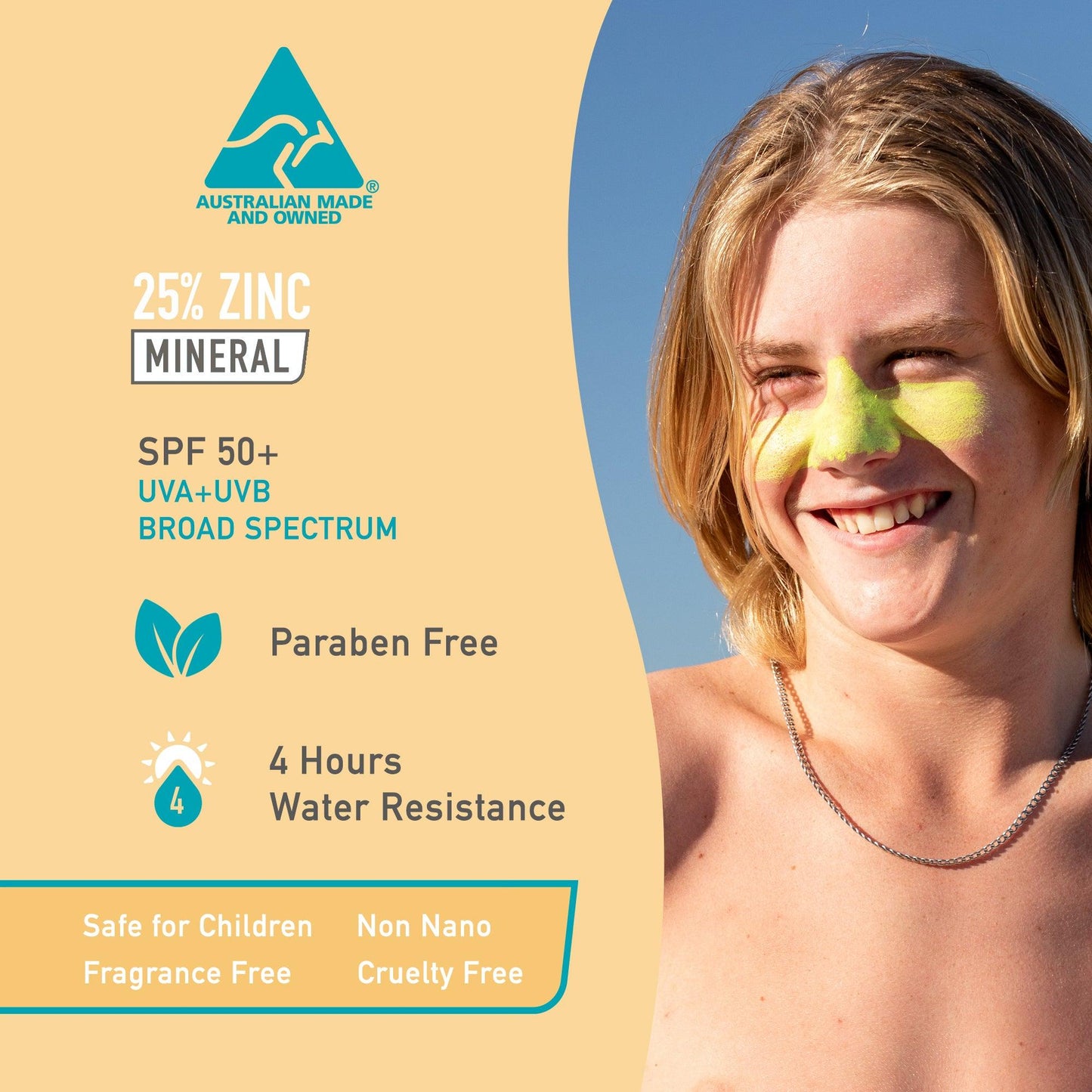 Sun Zapper Yellow Zinc Stick SPF 50+ Zinc Oxide Sunscreen Stick, Sunblock Made in Australia - Sun Zapper UK