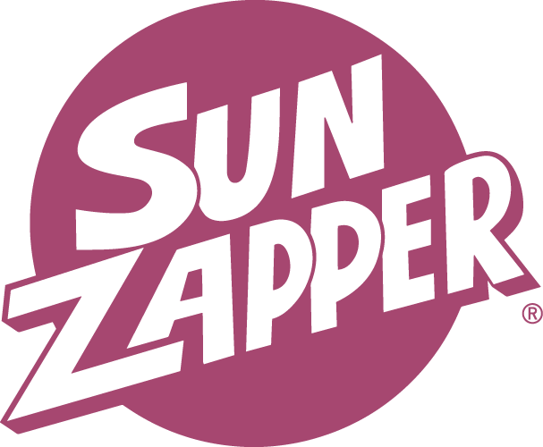 Sun Zapper logo with a purple circle background