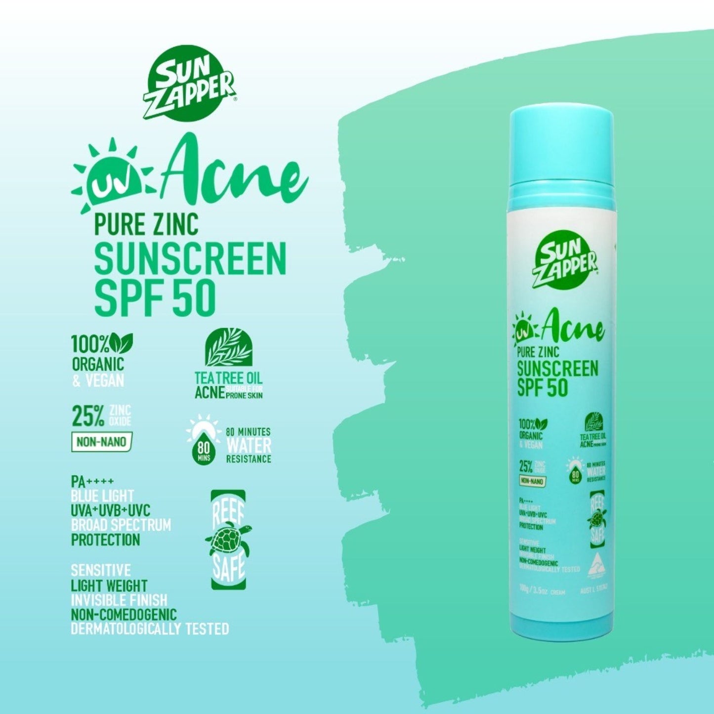 acne sunscreen for sensitive skin spf 50 non comedogenic mineral zinc oxide