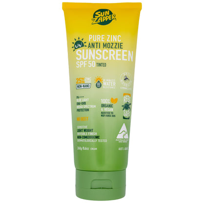 Pure Zinc Mosquito Repellent Sun Cream |Tinted Natural Zinc Sunscreen with Citronella - SPF 50