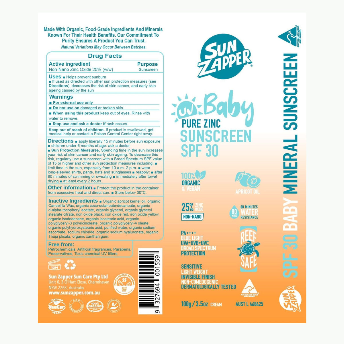 Baby Mineral Sunscreen SPF 30 | Natural Zinc Oxide Baby Sun Cream