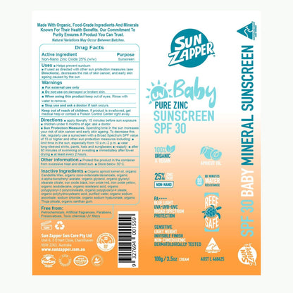 Pure Zinc Natural Baby Mineral Sunscreen SPF 30 Baby Sun Cream