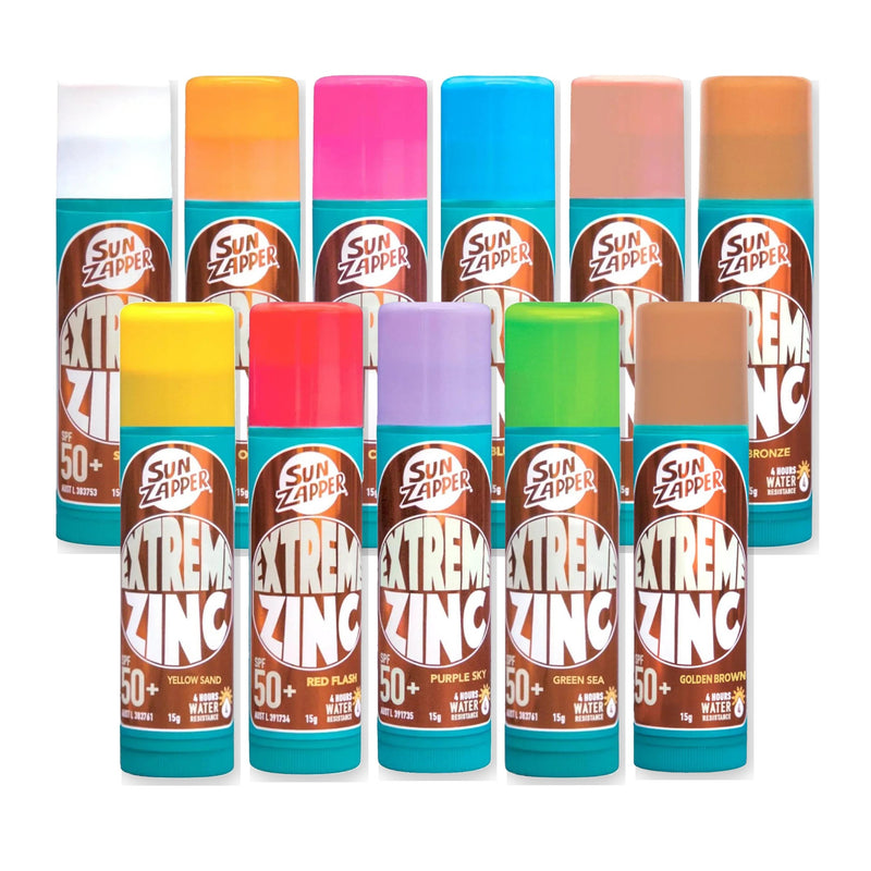 Extreme Zinc Sunblock Stick SPF50+ (10 Colours) Sunscreen Stick - Sun Zapper 