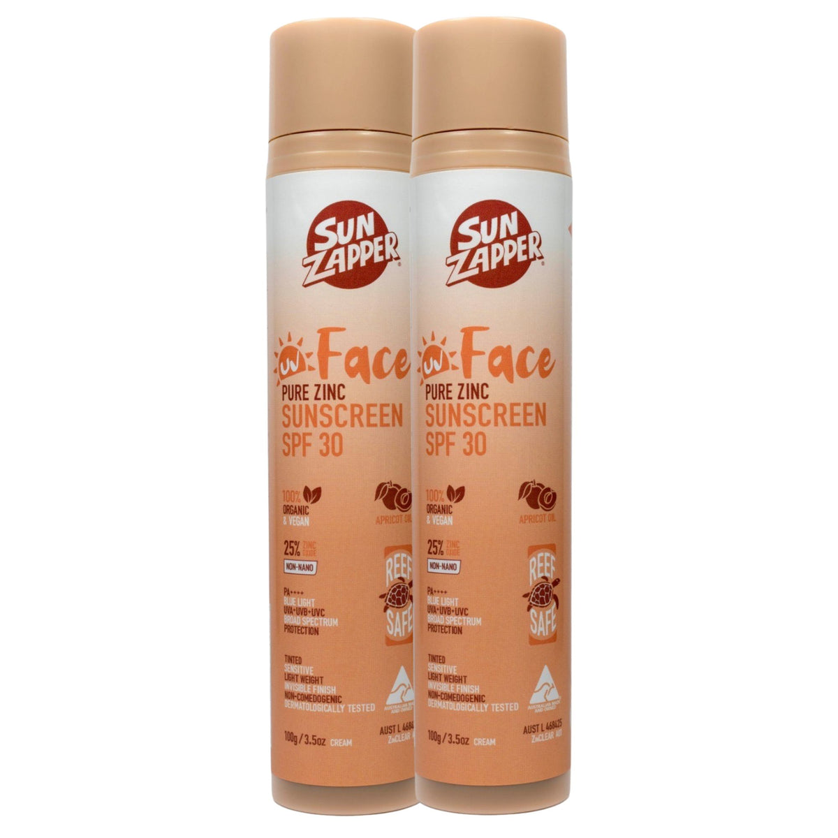Tinted Face Sunscreen SPF 30 | Mineral Zinc Oxide Sun Cream, Make-Up Friendly