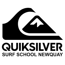 Quiksilver surf school logo with mountain and wave design