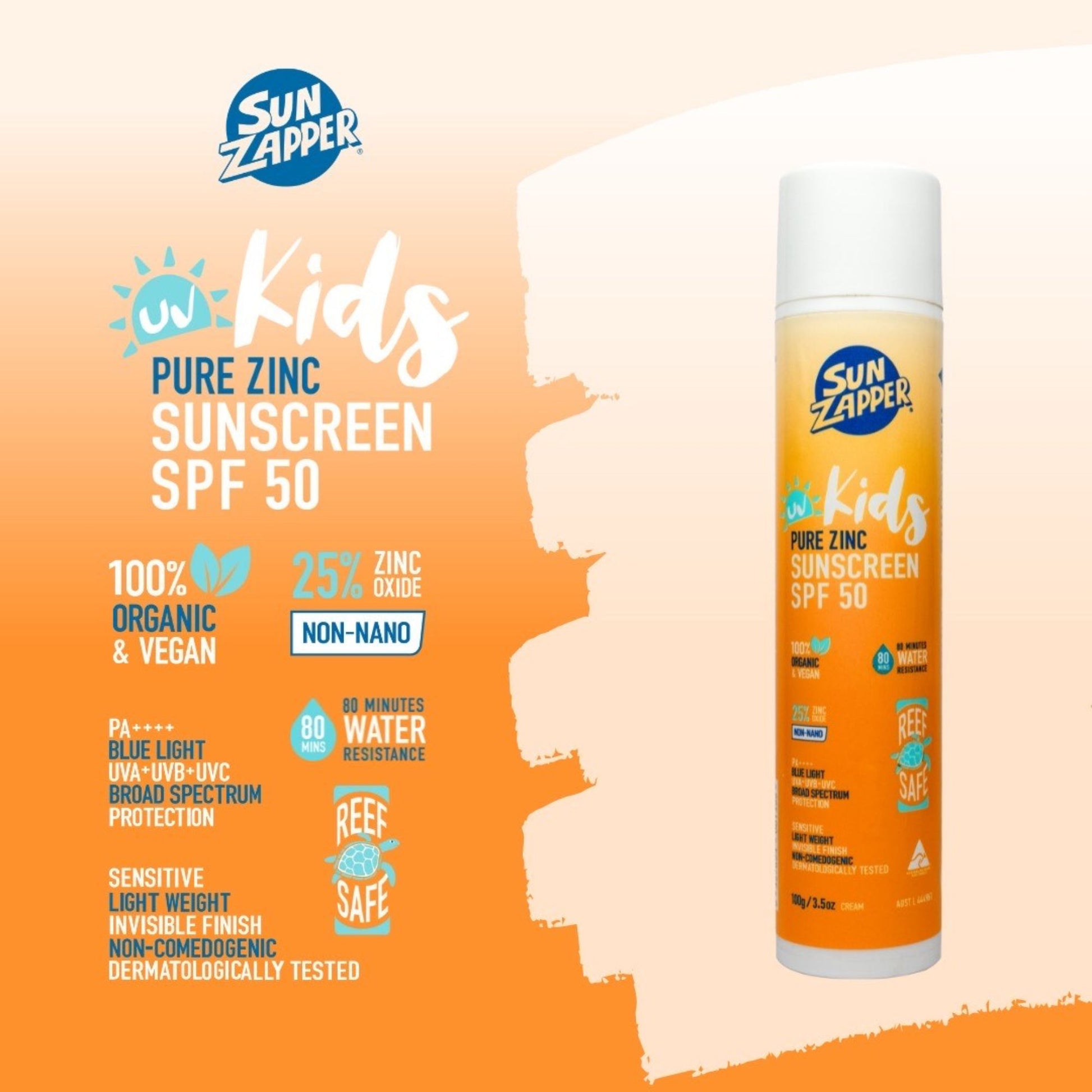 sun zapper natural kids sun cream spf 50 mineral sunscreen for kids