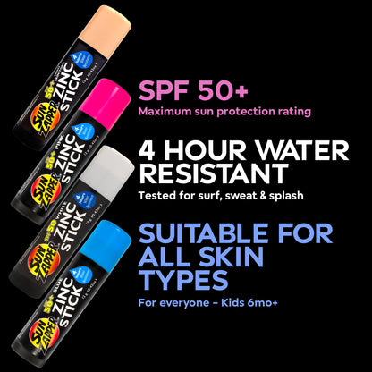 sun zapper color zinc stick beach value pack spf 50+ zinc sunscreen stick