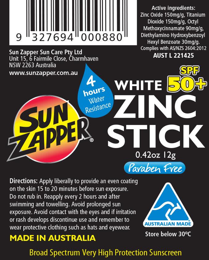 Sun Zapper White Zinc Stick SPF 50+ Zinc Sunscreen Stick - Sun Zapper UK